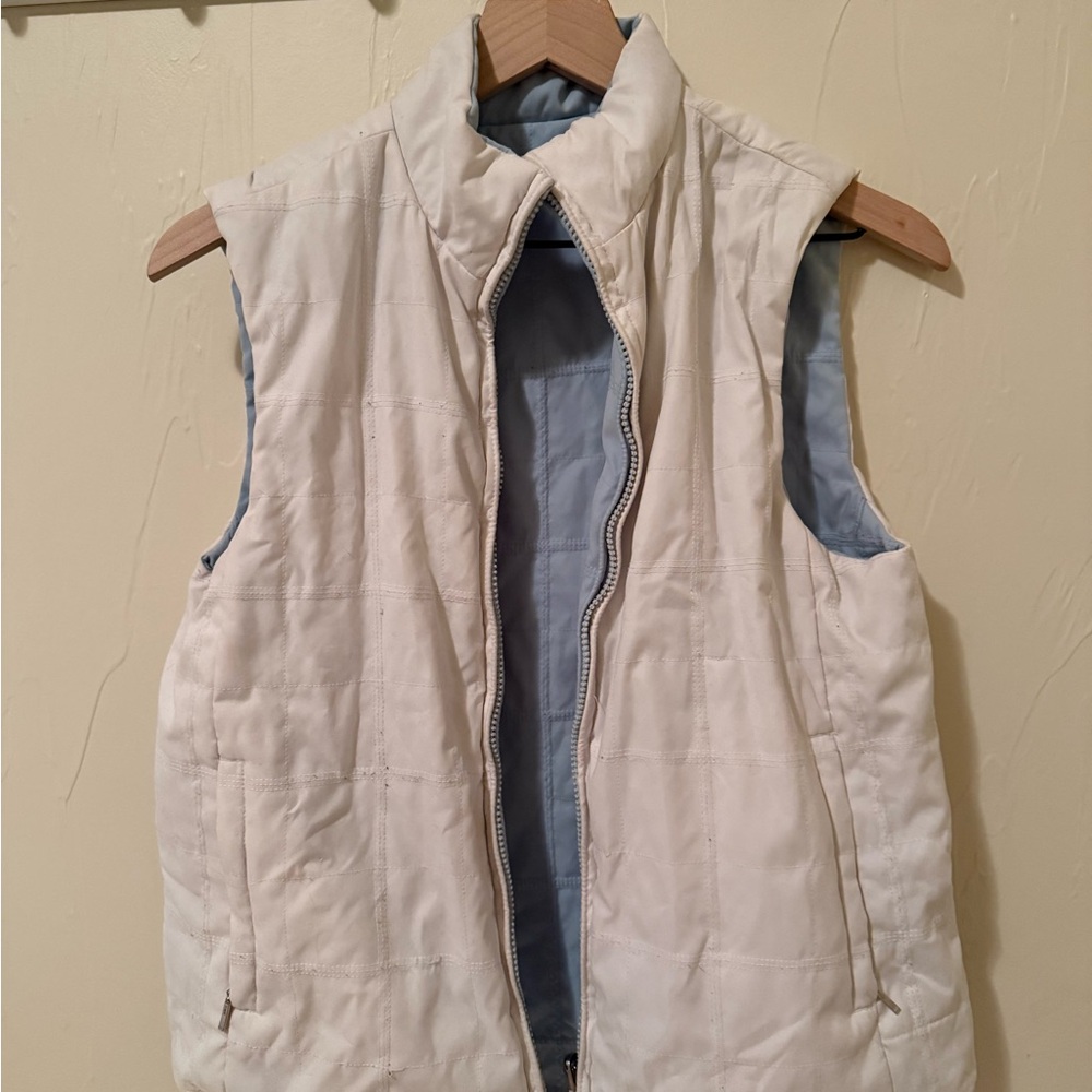 White/ blue reversible Quilted Puffer Vest